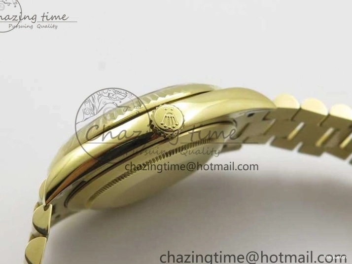 Black 40mm YG 228239 904 Version YG Bracelet Dial Markers BP A2836 Stick New Day-Date Dial on President 0420